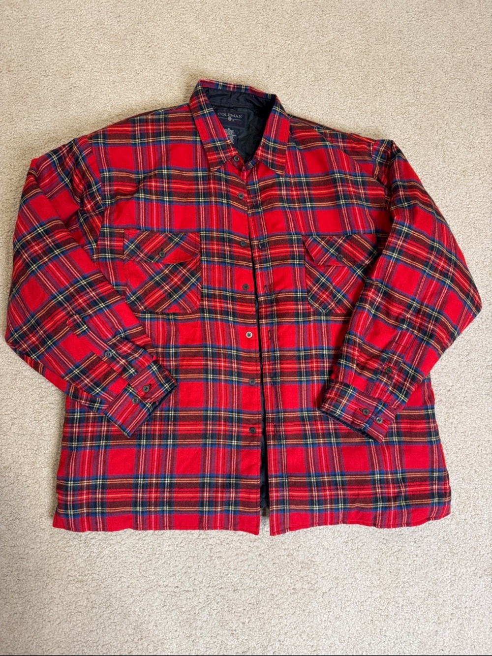 Vintage Coleman Flannel Red and Black Plaid Shirt Jacket